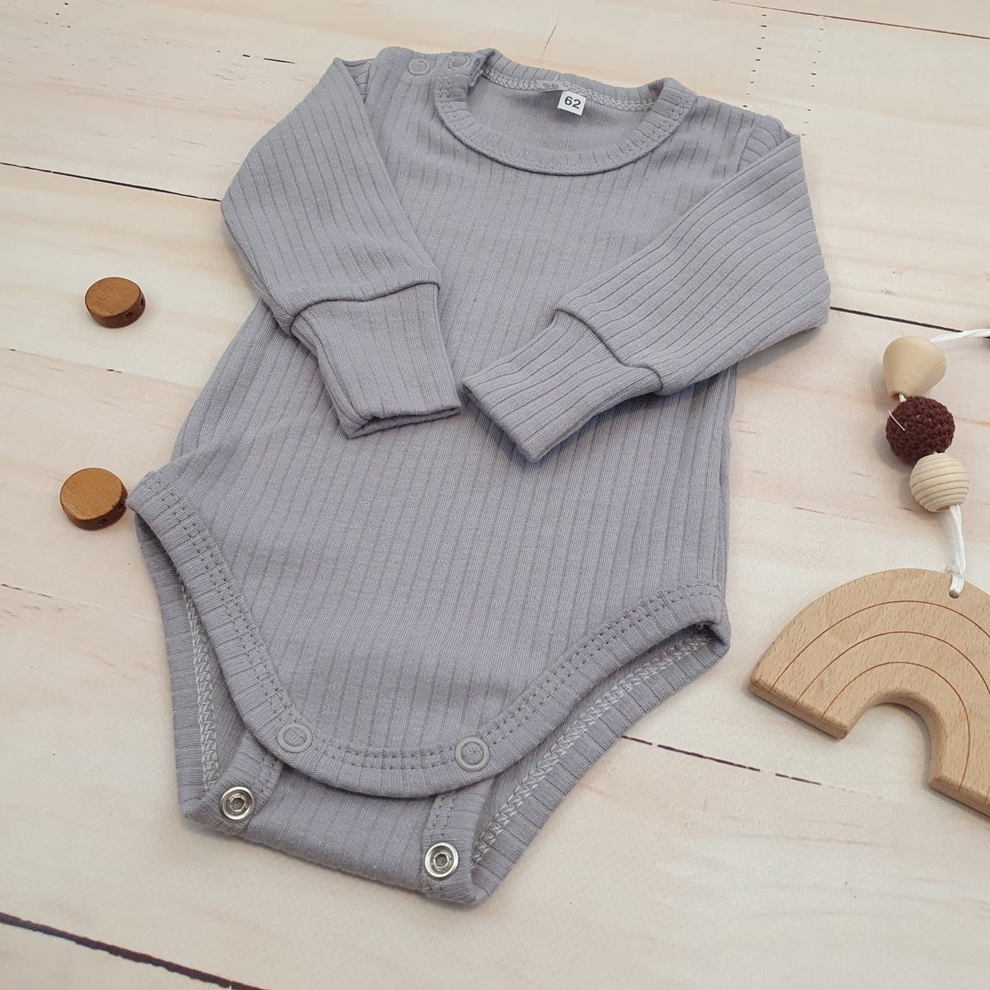 Hosszú ujjú bordázott body, pamut