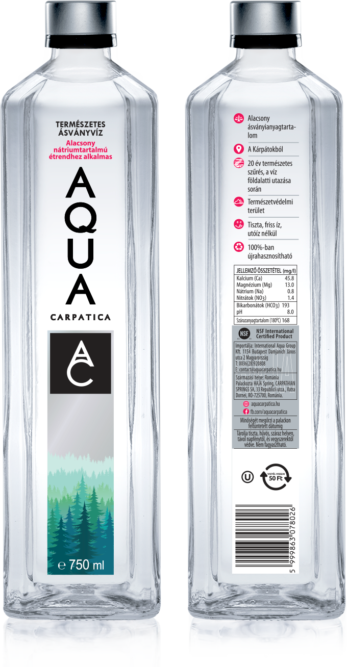 Aqua Carpatica 0,75l szénsavmentes alacsony nátriumtartalmú üveges ásványvíz