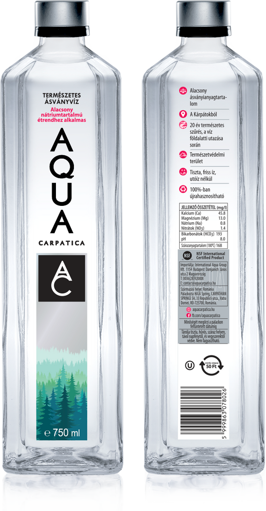 Aqua Carpatica 0,75l szénsavmentes alacsony nátriumtartalmú üveges ásványvíz