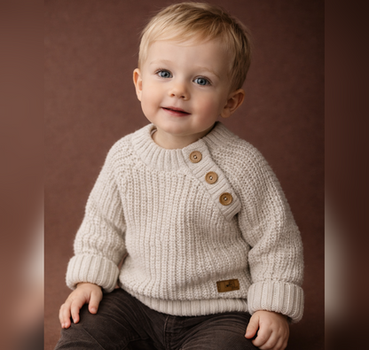 Kötött babapulóver, cappuccino
