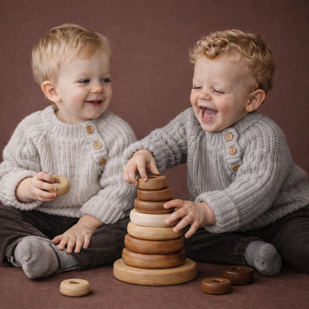 Kötött babapulóver, mogyoró