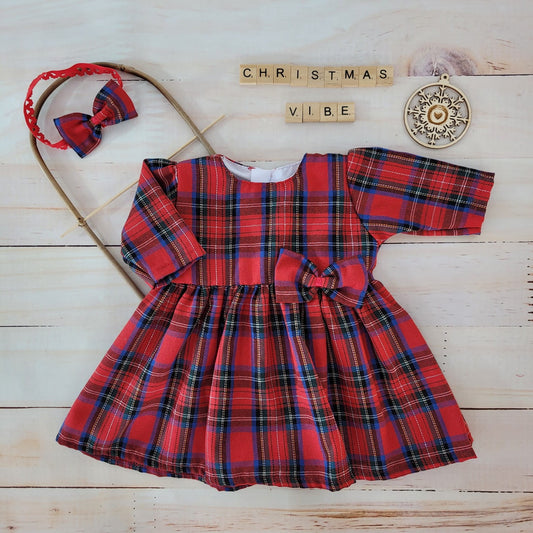 Alkalmi ruha fejpánttal, kockás