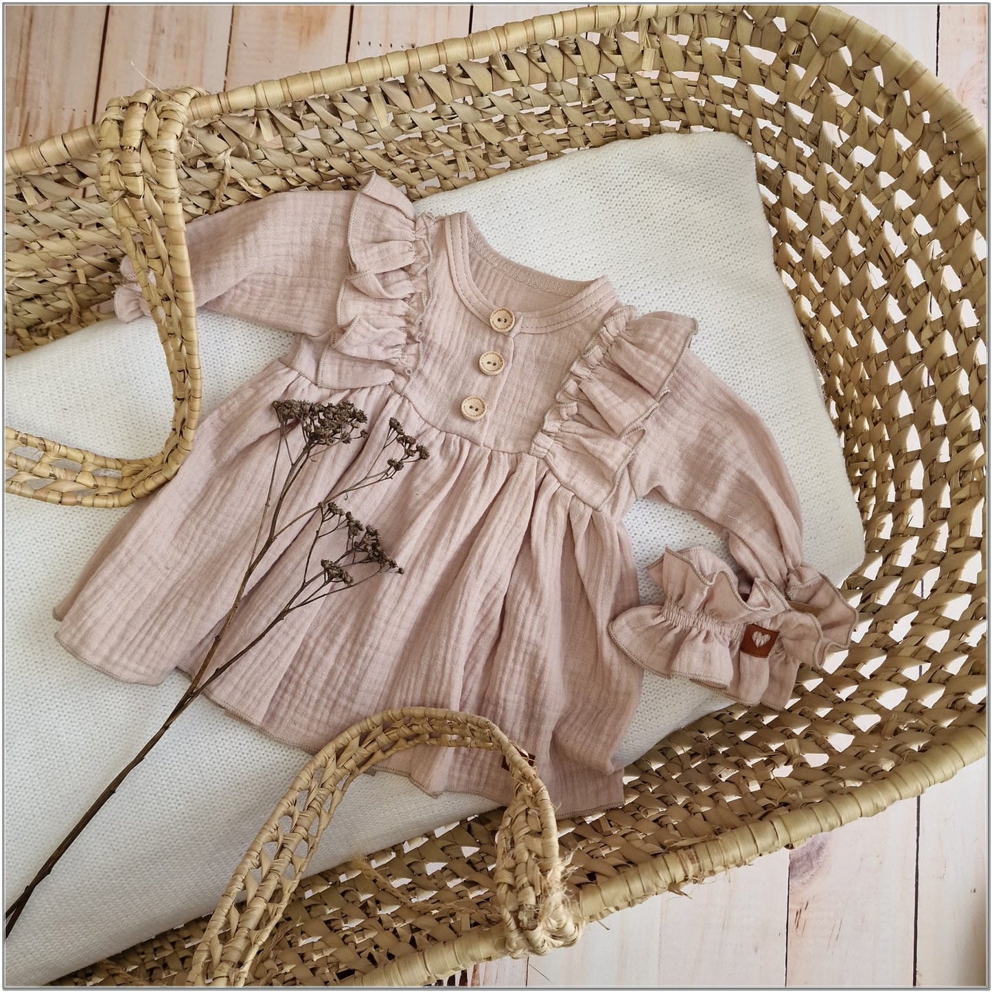 Muszlin ruha fejpánttal, fehér