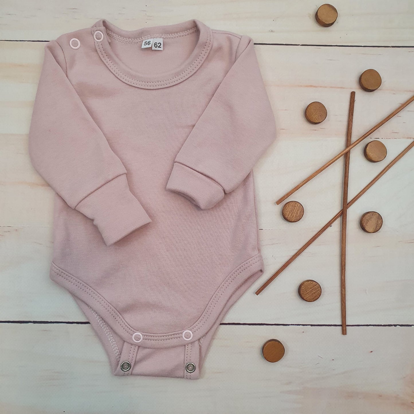 Hosszú ujjú body, Dusty Pink (56–86)