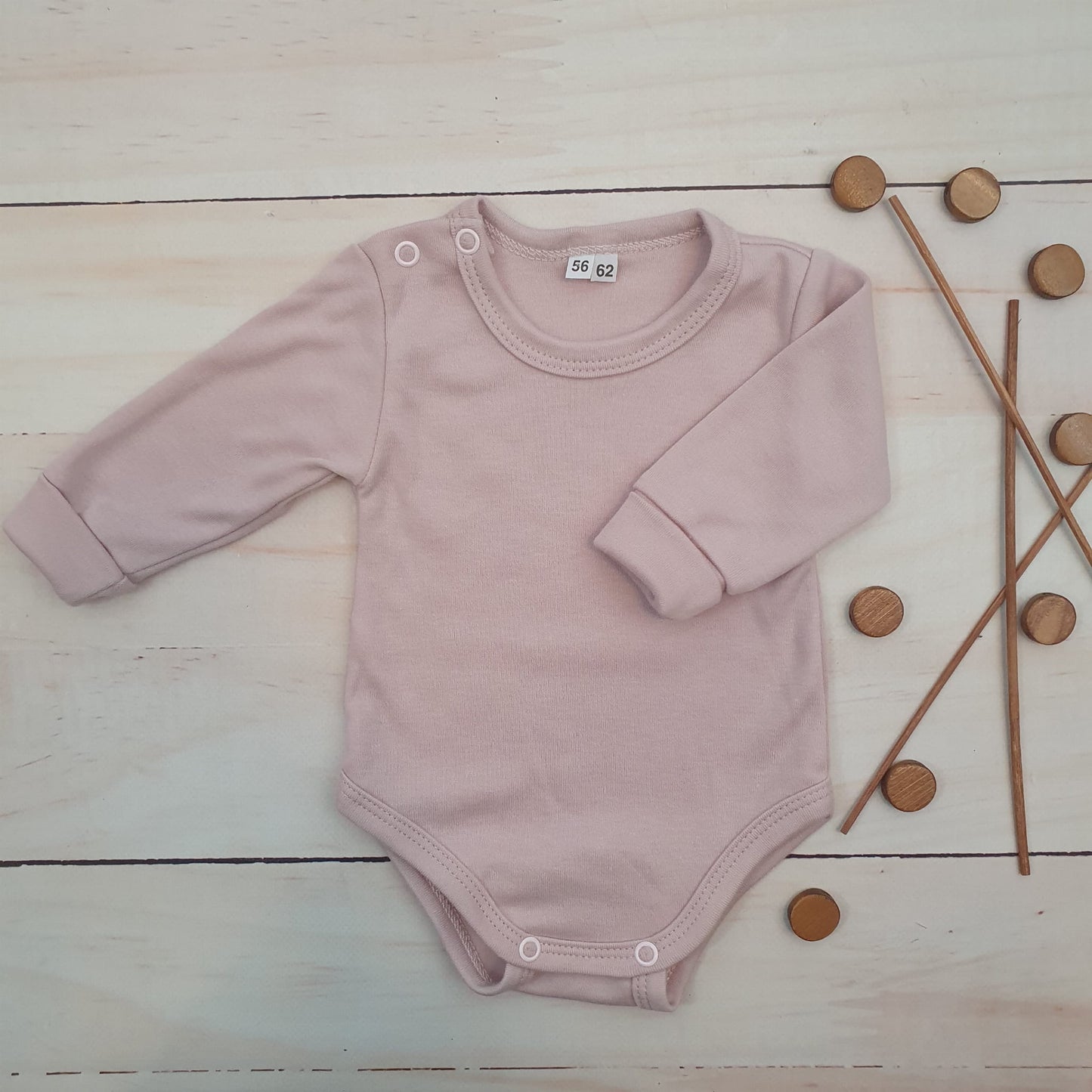 Hosszú ujjú body, Dusty Pink (56–86)