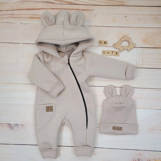 KAZUM vastag overál + sapka, bézs latte