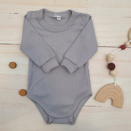 Hosszú ujjú bordázott body, pamut