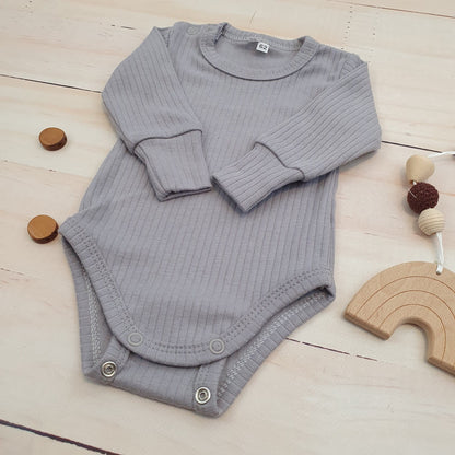 Hosszú ujjú bordázott body, pamut