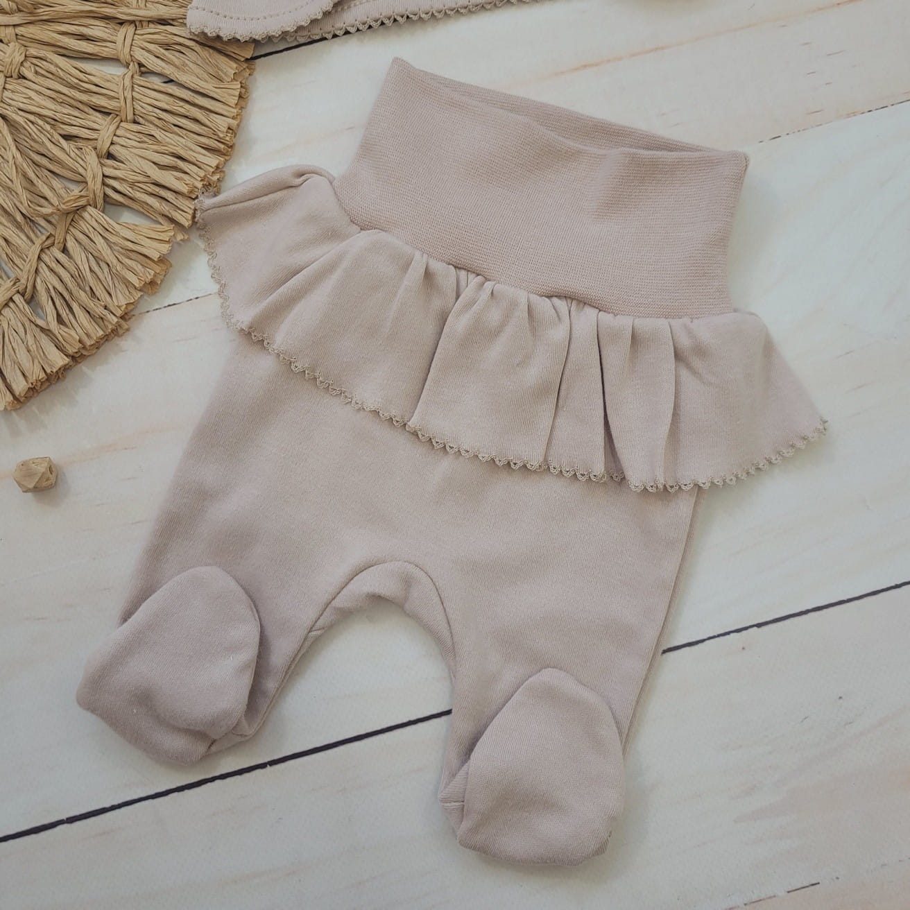 4 részes kislány fodros kórházi szett, dusty pink