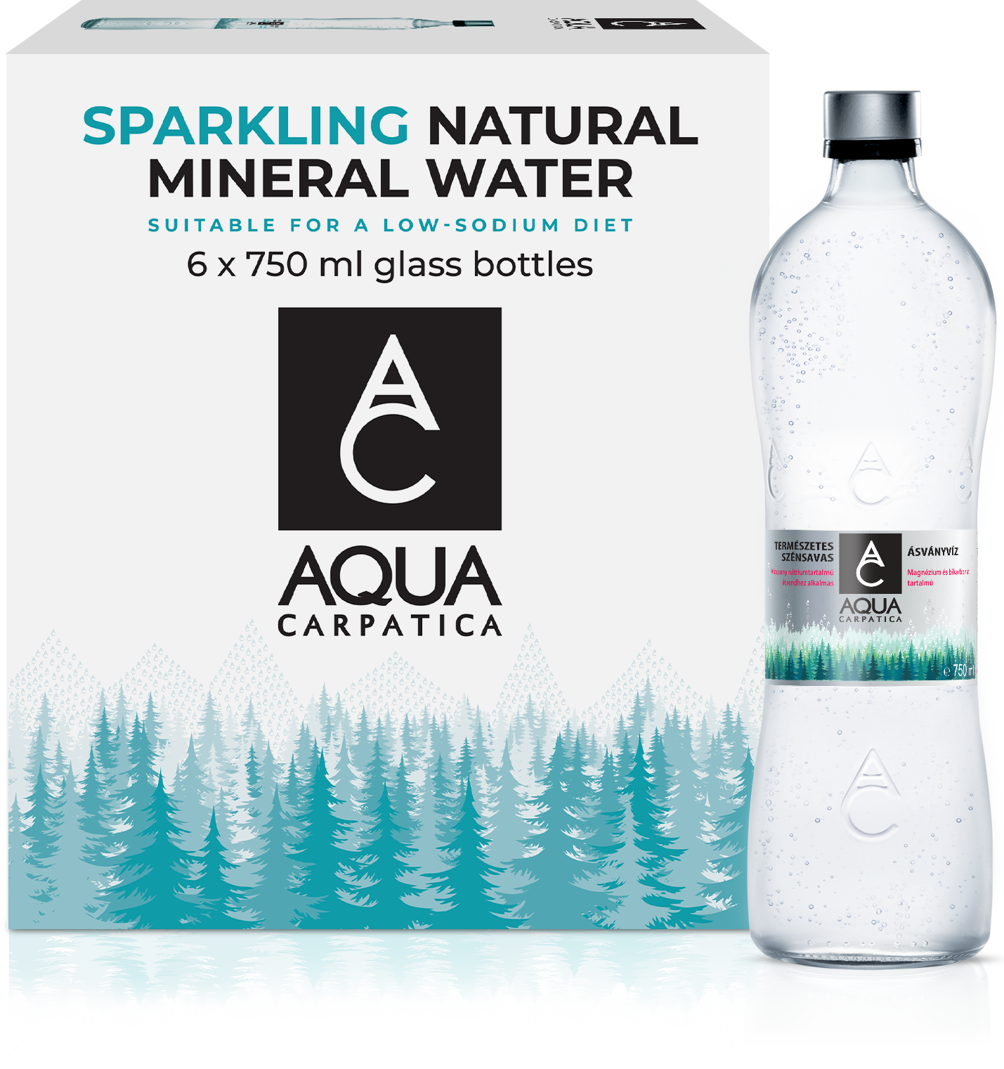 6x750ml üveges szénsavas ásványvíz aqua carpatica
