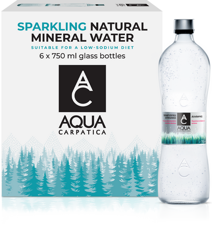 6x750ml üveges szénsavas ásványvíz aqua carpatica